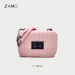 ZAMO 高级迷你包包 真皮菱格链条斜挎小包 洋气单肩小方包