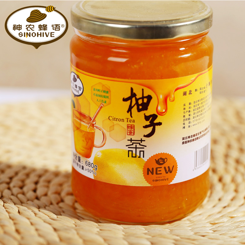 神农蜂语 蜂蜜柚子茶 新鲜无添加韩国风味果味茶680g瓶