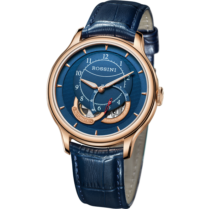 罗西尼(ROSSINI)手表启迪系列时尚简约儒雅防水镂空透底自动机械表男士手表腕表