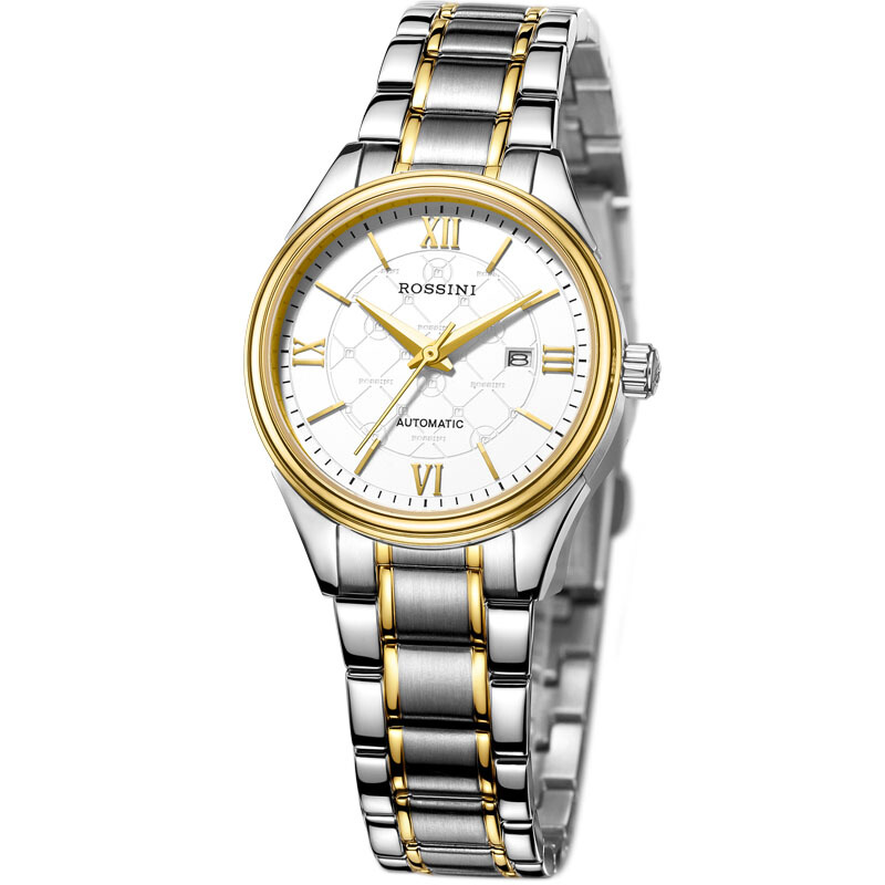罗西尼（ROSSINI）手表启迪系列男士女士机械时尚日历真皮钢带情侣腕表