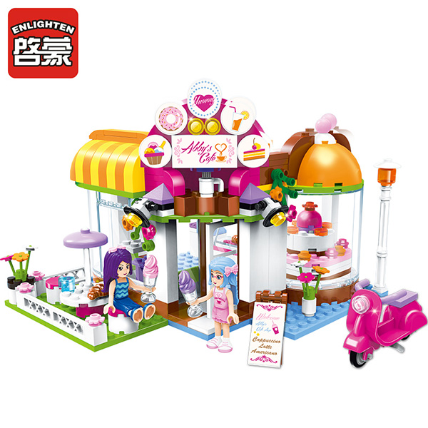 启蒙积木新款女孩系列2003艾比的咖啡小屋拼装玩具屋礼物