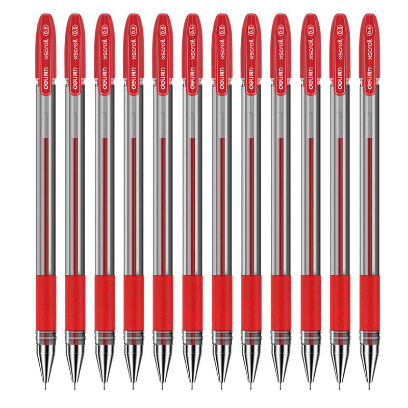 得力文具12支S55中性笔 碳素笔水笔 签字笔 办公文具书写笔0.5黑笔书写工具