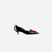 迪奥/Dior 黑色饰红色爱心刺绣漆皮高跟鞋
