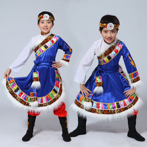少数民族服装儿童藏族舞蹈演出服装少儿男童西藏表演服饰