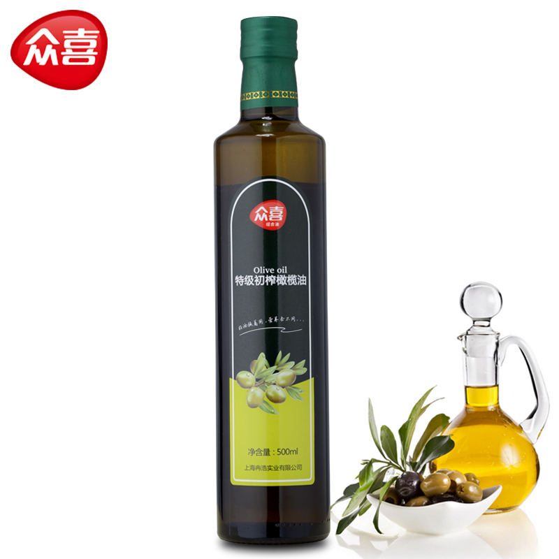众喜 精美玻璃瓶装 特级初榨橄榄油 500ml