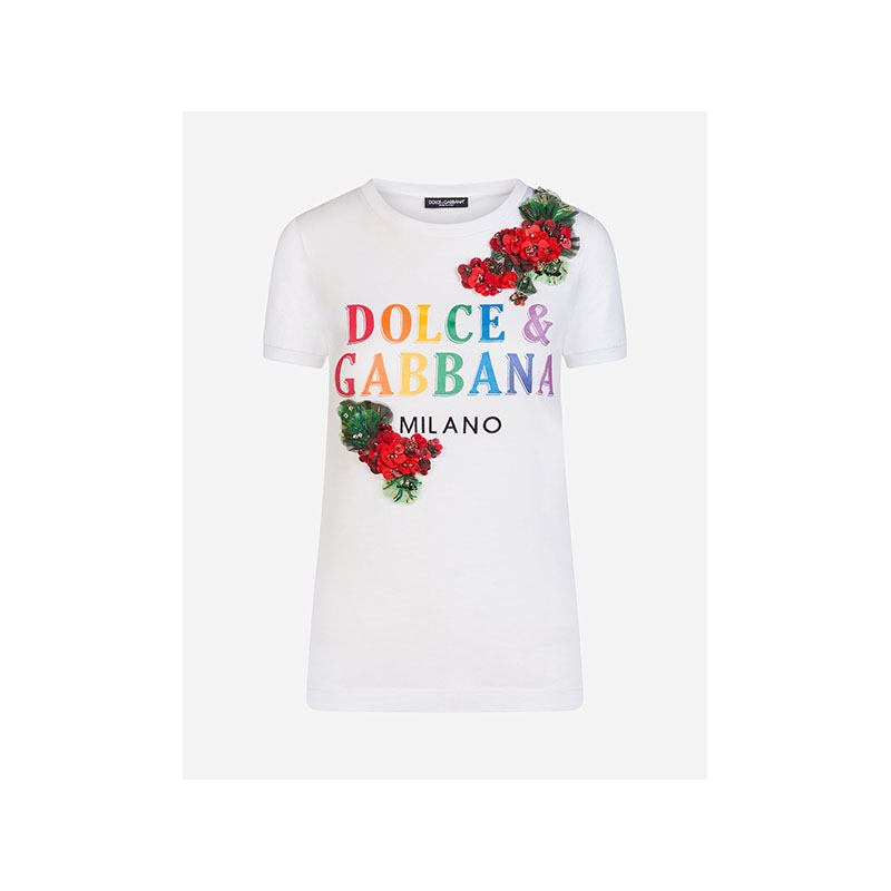 杜嘉班纳Dolce&Gabbana 刺绣与印花平纹针织 T 恤