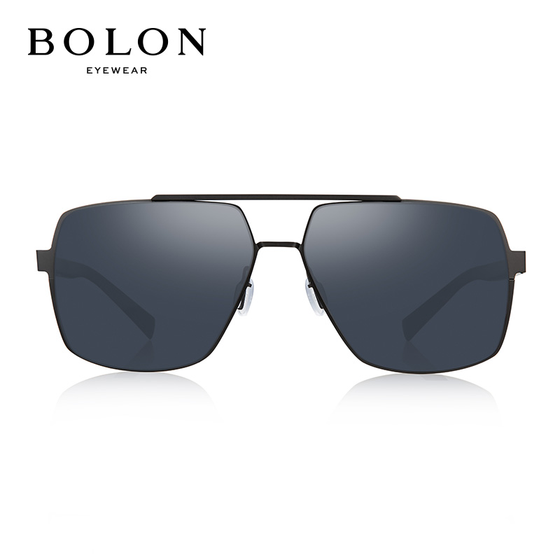 暴龙BOLON 时尚商务太阳眼镜 高清偏光墨镜 BL8016 C10 哑黑镜框蓝灰镜片