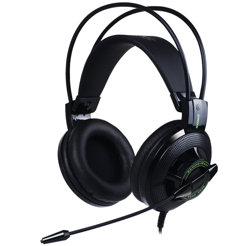 硕美科（SOMIC） G925 头戴式电脑耳麦 电竞游戏耳机 吃鸡耳机 带线控 黑绿色