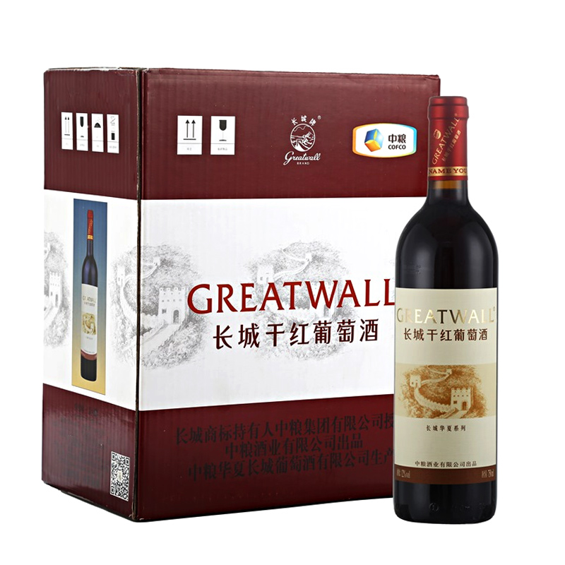 长城（GreatWall）红酒 华夏葡园清新干红葡萄酒 整箱装 750ml*6瓶 12%vol