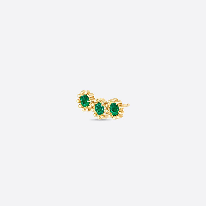 迪奥/Dior MIMIROSE耳环，750/1000黄金和祖母绿