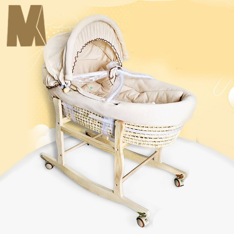 M婴儿提篮宝宝婴儿床摇篮睡篮实木新生儿摇床中床便携摇篮床中床