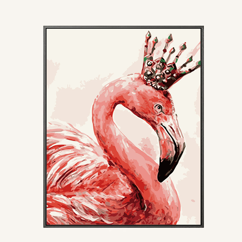 迷朗diy数字油画客厅餐厅动物手工数码填色手绘油彩装饰画 火烈鸟
