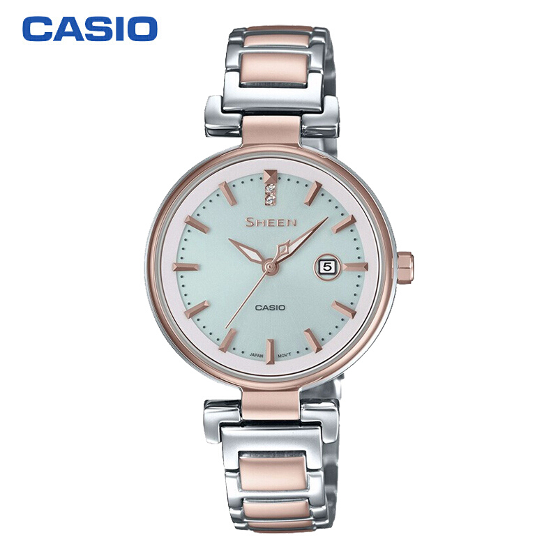 卡西欧（CASIO）手表 SHEEN系列时尚优雅太阳能人造蓝宝石玻璃镜面防水女表 