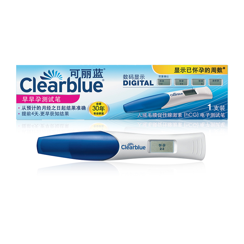 可丽蓝Clearblue 电子验孕笔 1支装 数字显示怀孕周数 验孕棒