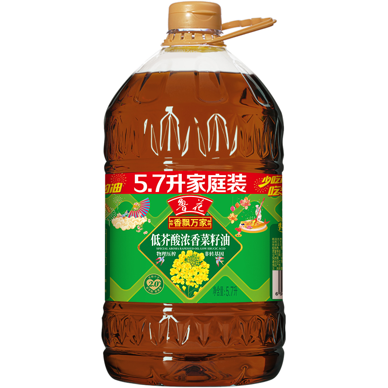 鲁花香飘万家低芥酸浓香菜籽油5.7L