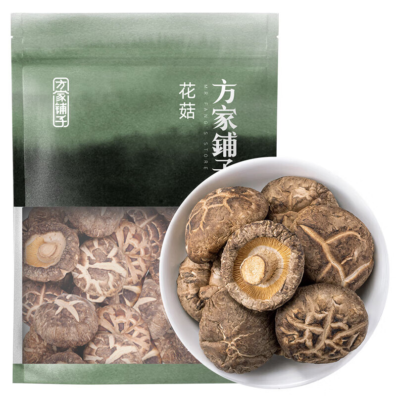 方家铺子花菇220g厚菇柄短香菇干货食用菌菇火锅煲汤